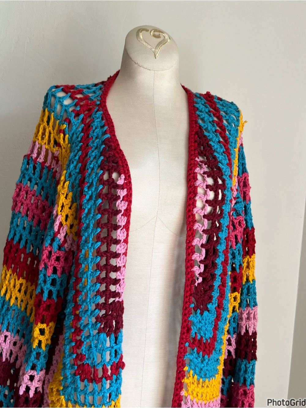 Farm Rio Colorblock Crochet Cardigan Small - Picture 4 of 6